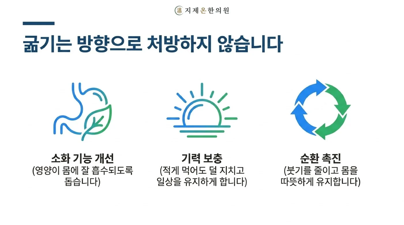소화 기능 개선, 기력 보충, 순환 촉진 방향으로 굶기지 않게 짓는 한약 처방